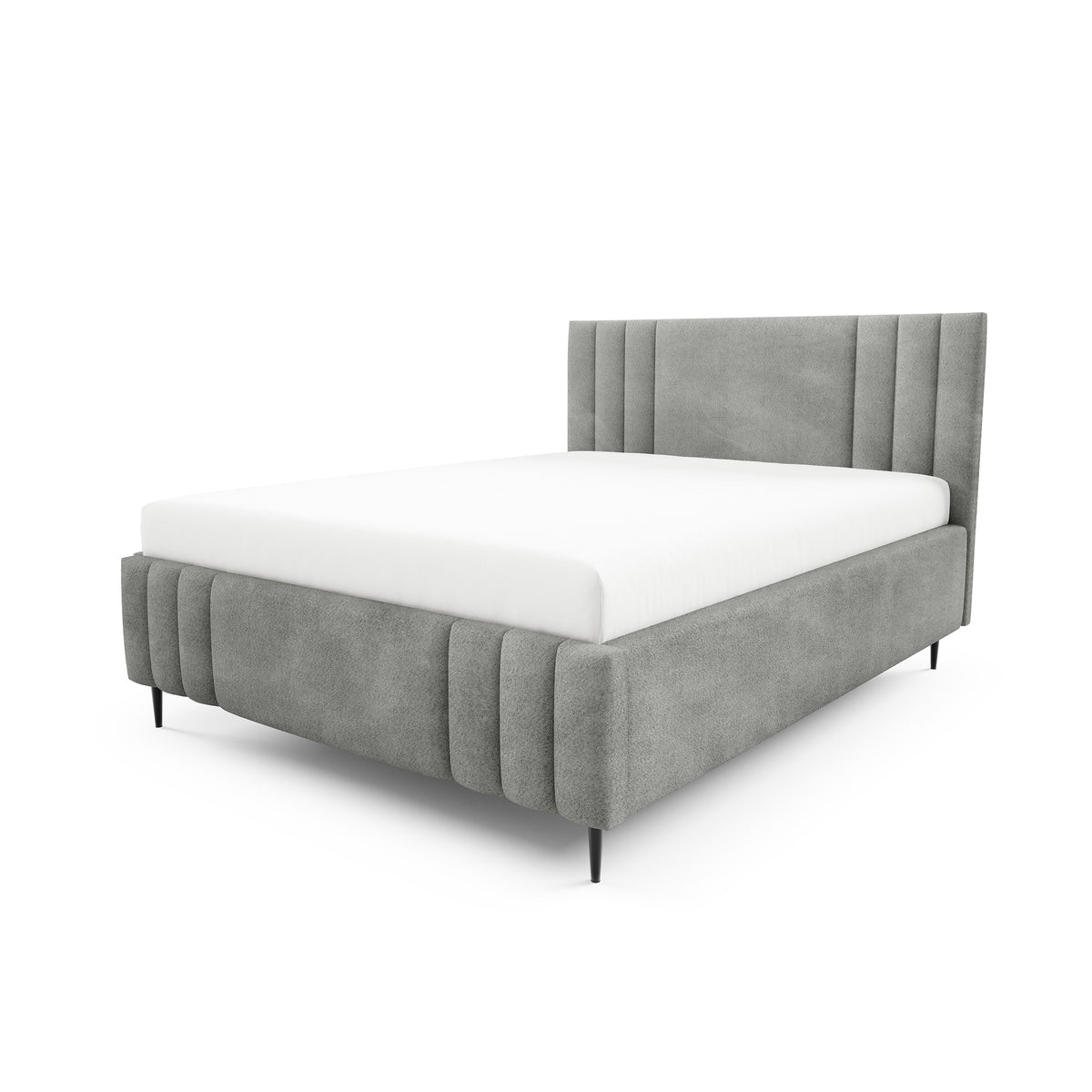 Gestoffeerd bed met opbergruimte in verschillende maten, in een elegante stijl, stof Coral | Falda Tak Woestijngrijs (CORAL 75)