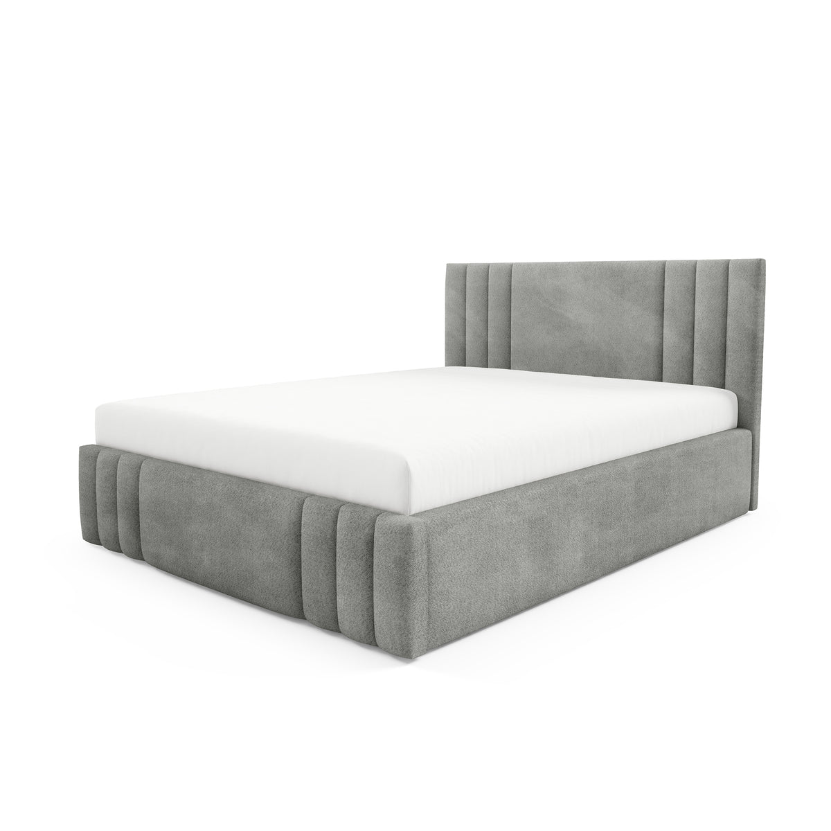 Gestoffeerd bed met opbergruimte in verschillende afmetingen, in een elegante stijl, stof Coral | Falda Niet Woestijngrijs (CORAL 75)