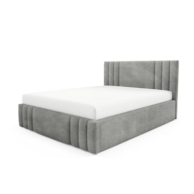 Gestoffeerd bed met opbergruimte in verschillende afmetingen, in een elegante stijl, stof Coral | Falda Niet Woestijngrijs (CORAL 75)