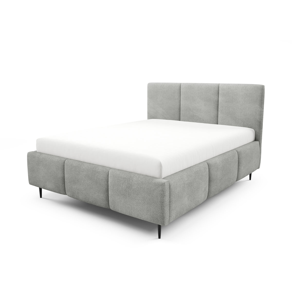 Gestoffeerd bed met opbergruimte in verschillende maten, in moderne stijl, stof Coral | Melora Tak Woestijngrijs (CORAL 75)