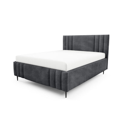 Gestoffeerd bed met opbergruimte in verschillende maten, in een elegante stijl, stof Coral | Falda Tak Grafietschaduw (CORAL 80)