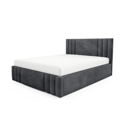 Gestoffeerd bed met opbergruimte in verschillende maten, in een elegante stijl, stof Coral | Falda Niet Grafietschaduw (CORAL 80)