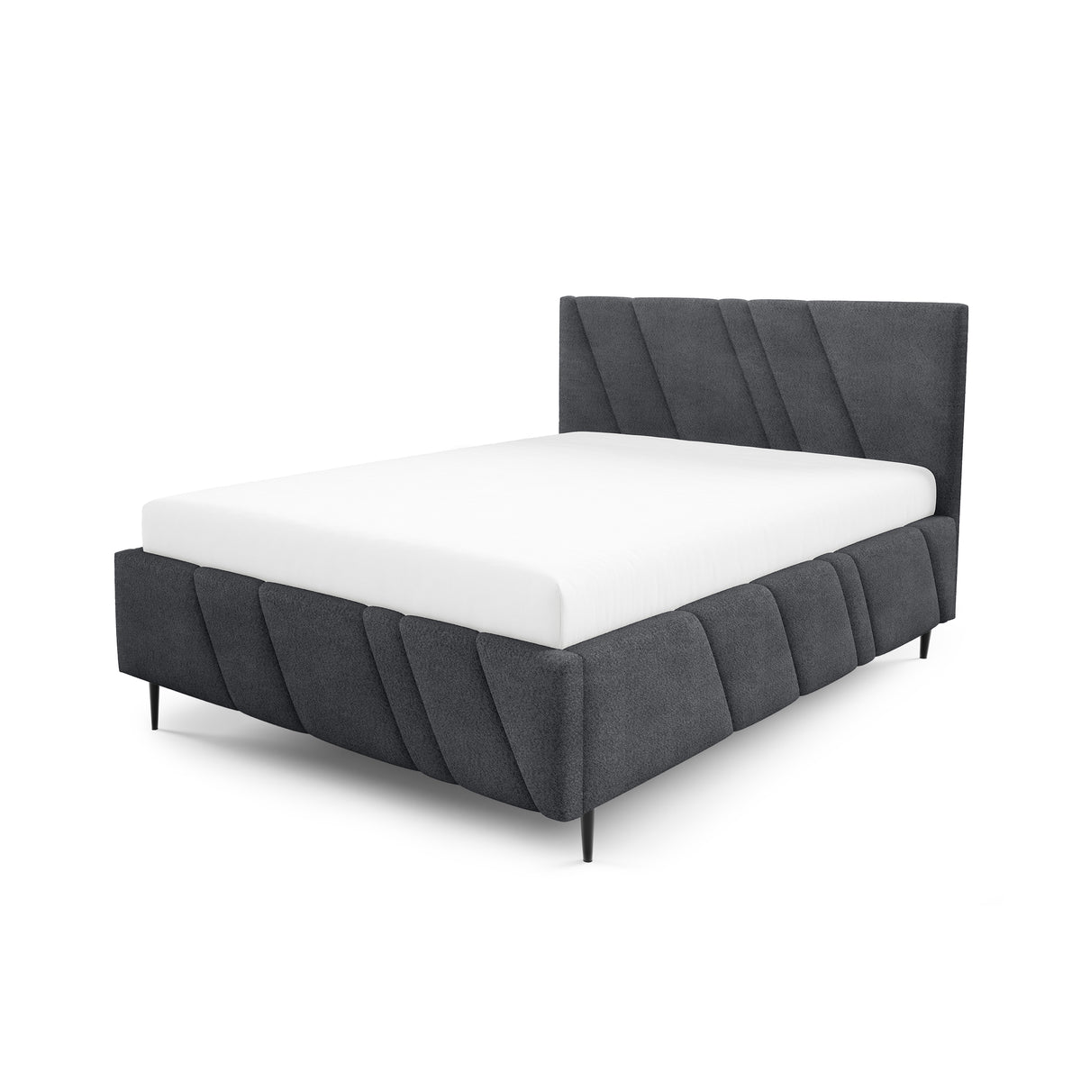 Raiz Quilted Upholstered Ottoman Bed with Storage, Various Sizes in Modern Style, Coral Fabric – Graphite Shadow (CORAL 80)