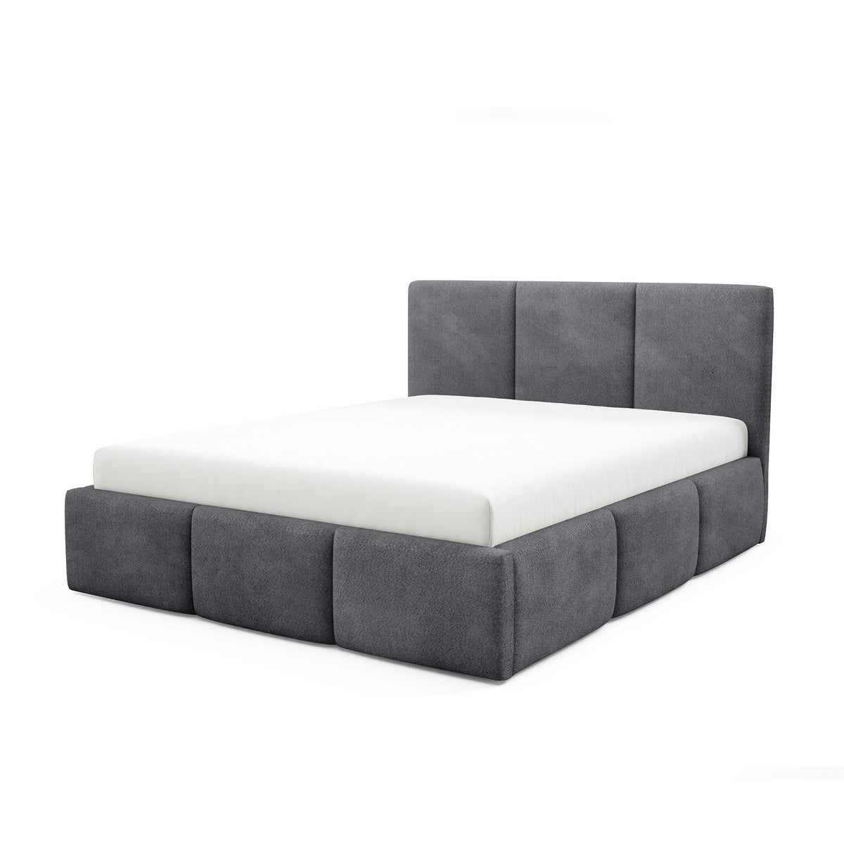 Gestoffeerd bed met opbergruimte in verschillende maten, in moderne stijl, stof Coral | Melora Niet Grafietschaduw (CORAL 80)