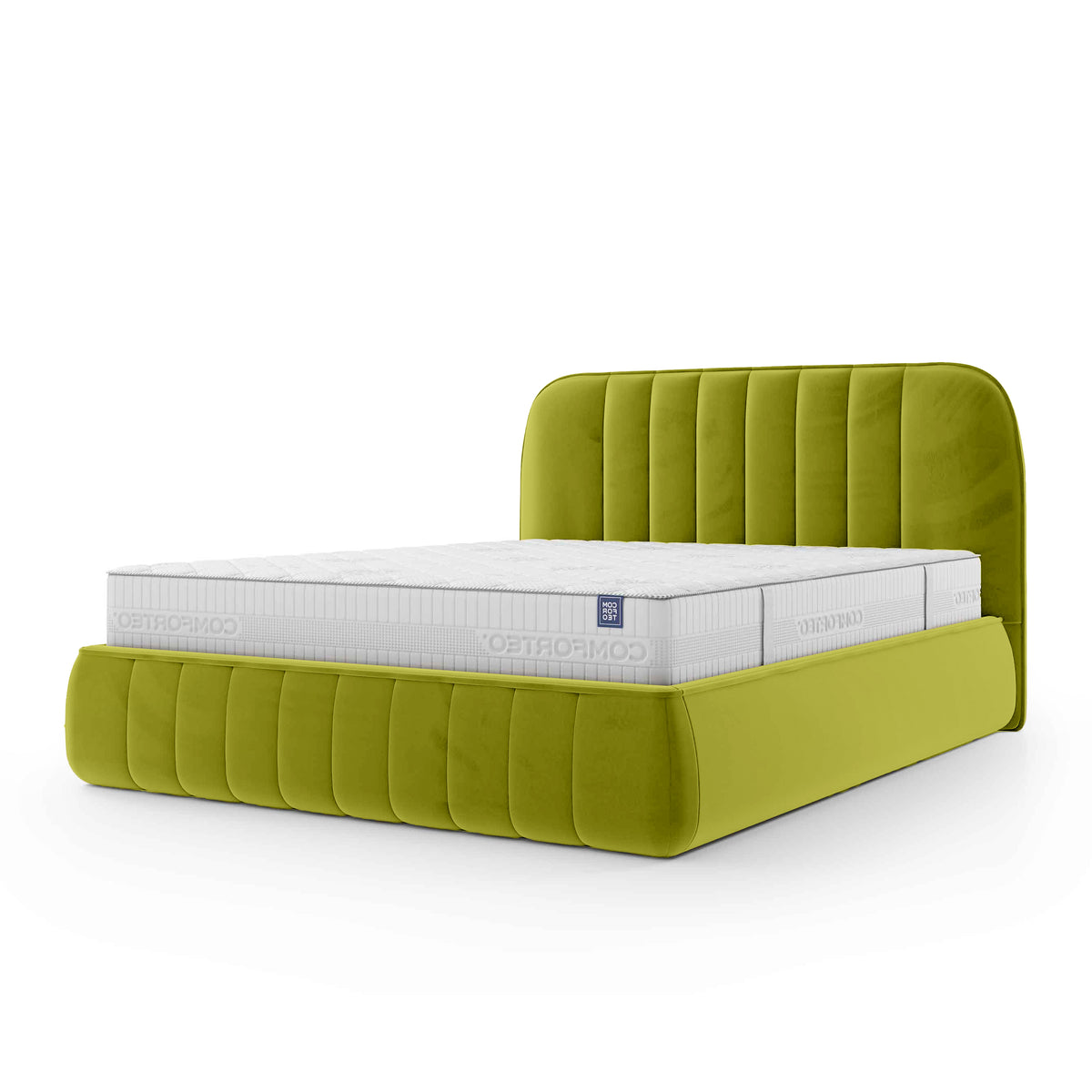 Carla Upholstered Ottoman Bed with Storage, Soft Minimalism Style – Field Greenery (FRESH 12), 200