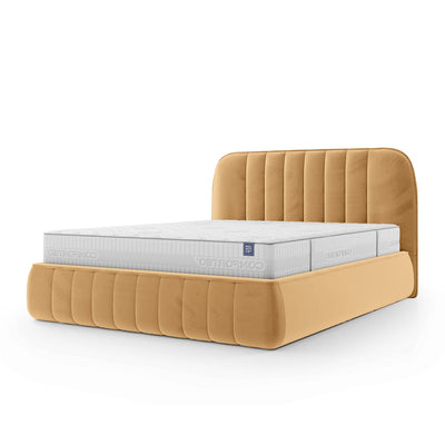 Carla Upholstered Ottoman Bed with Storage, Soft Minimalism Style – Acacia Honey (FRESH 37), 200