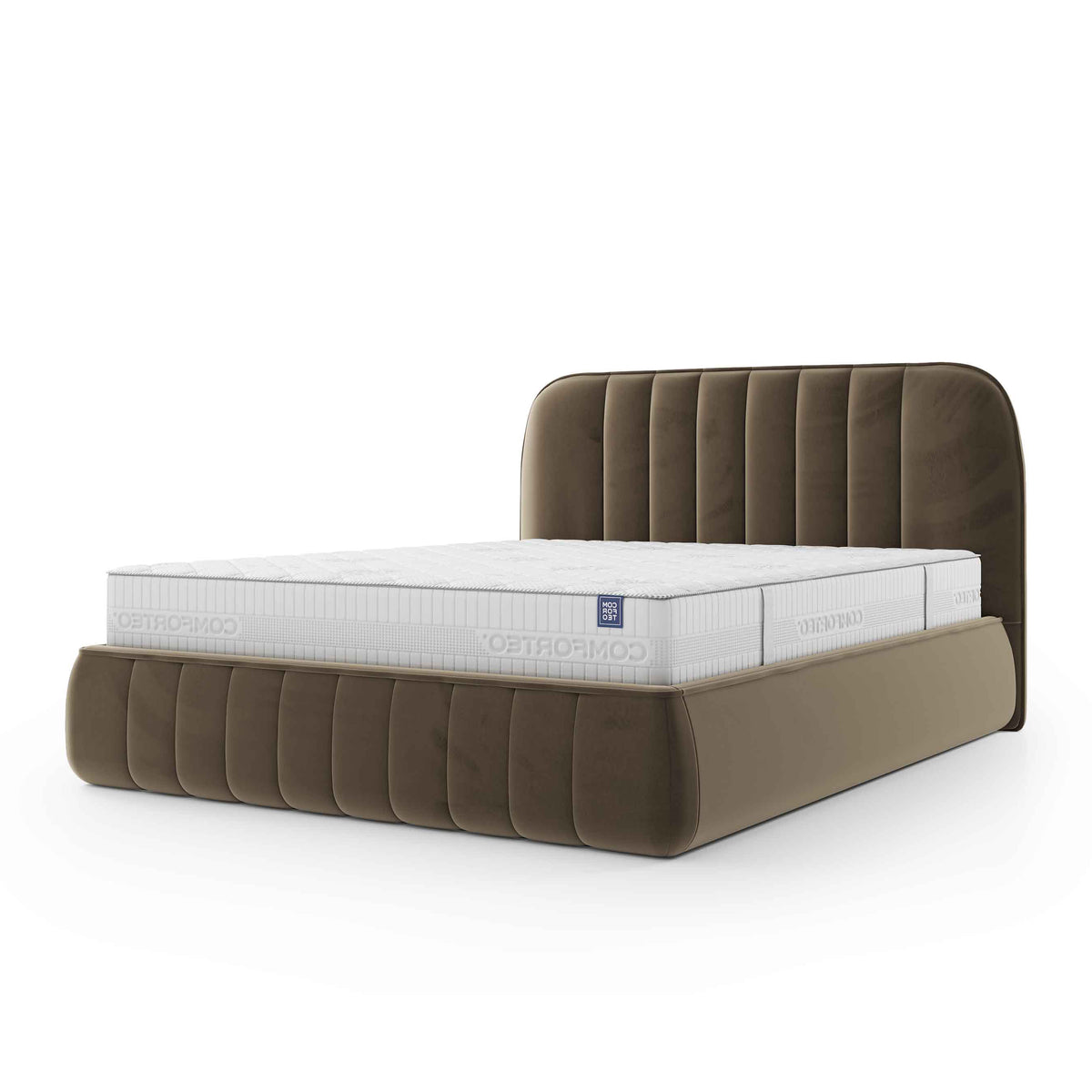 Carla Upholstered Ottoman Bed with Storage, Soft Minimalism Style – Volcanic Earth (FRESH 06), 200