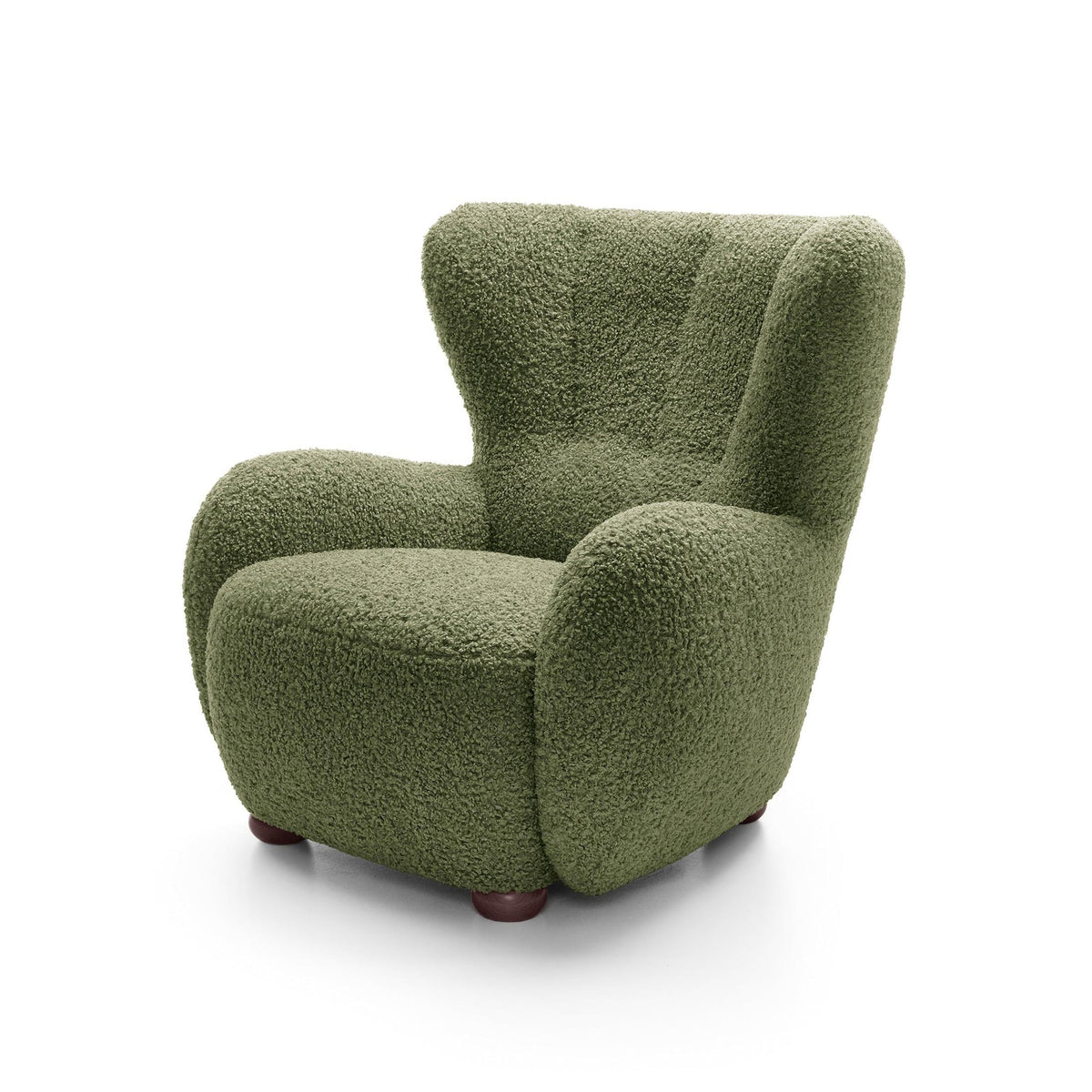 Tedi Armchair 88 cm, Scandinavian Style – Olive Green (ROLF 14), Walnut