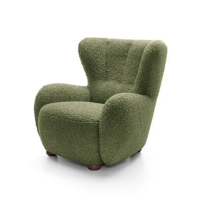 Tedi Armchair 88 cm, Scandinavian Style – Olive Green (ROLF 14), Walnut