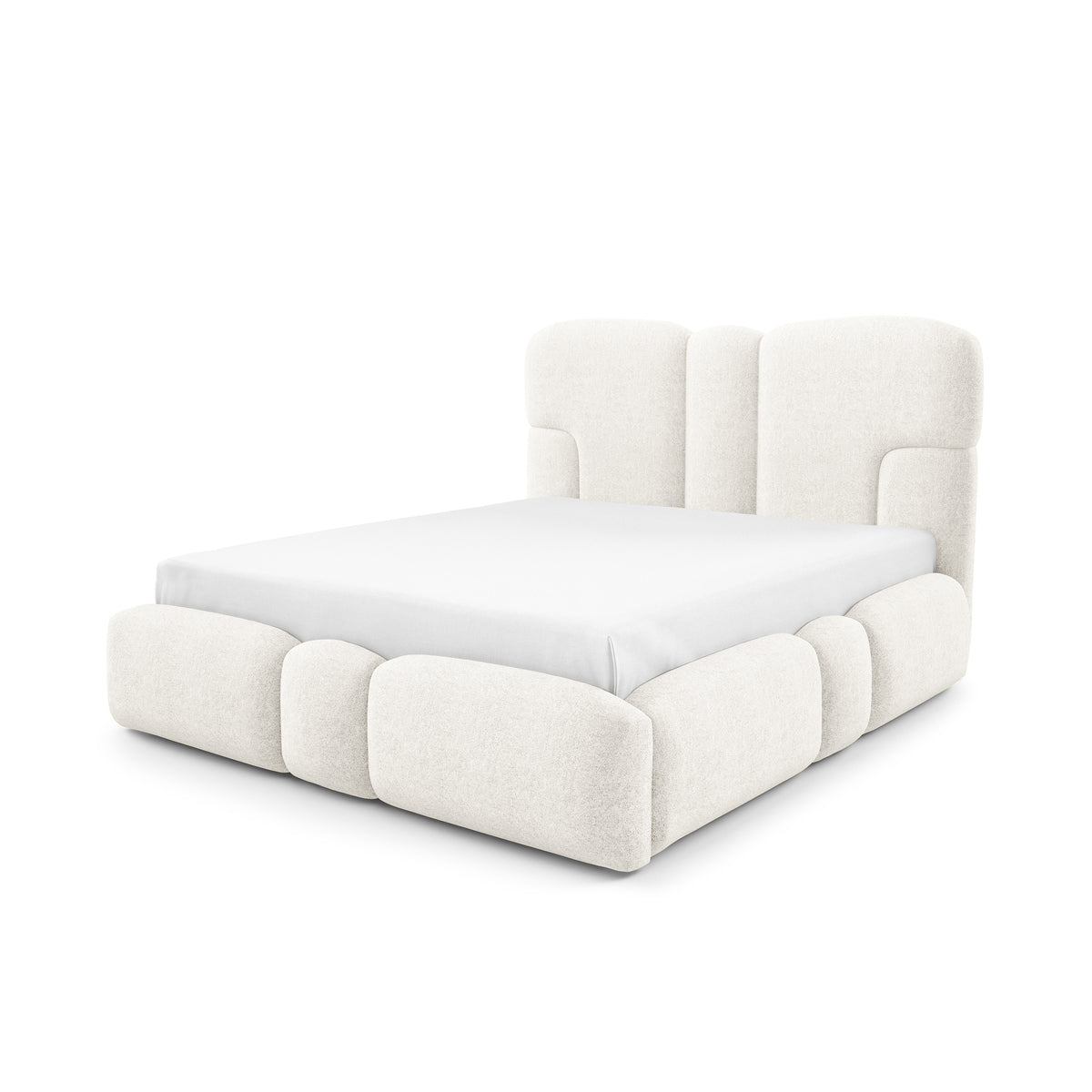 Puffra Upholstered Ottoman Bed with Storage, Various Sizes in Soft Style – Soft Velvet Light (DOHA 01)