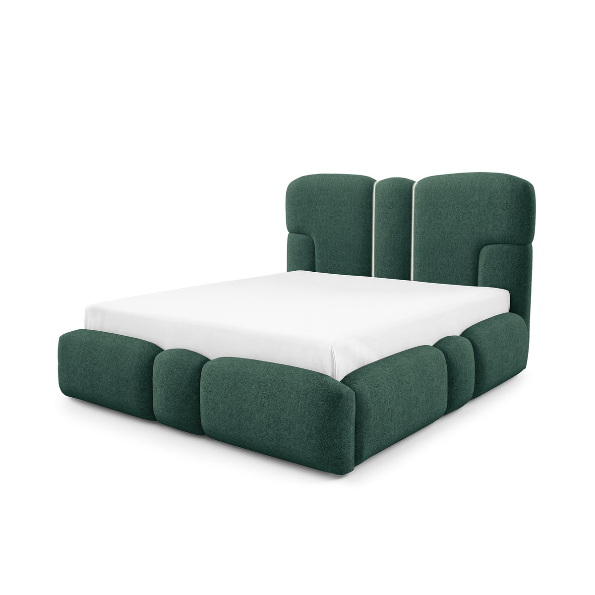 Puffra Upholstered Ottoman Bed with Storage, Various Sizes in Soft Style – Turquoise Bay (DOHA 10)