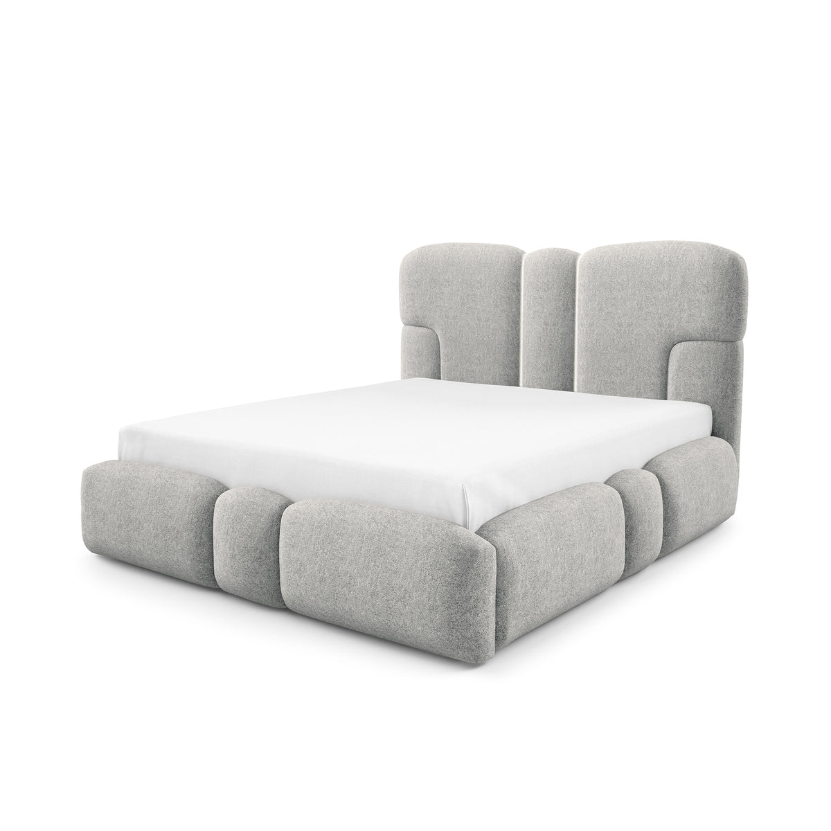 Puffra Upholstered Ottoman Bed with Storage, Various Sizes in Soft Style – Silky Ash (DOHA 15)