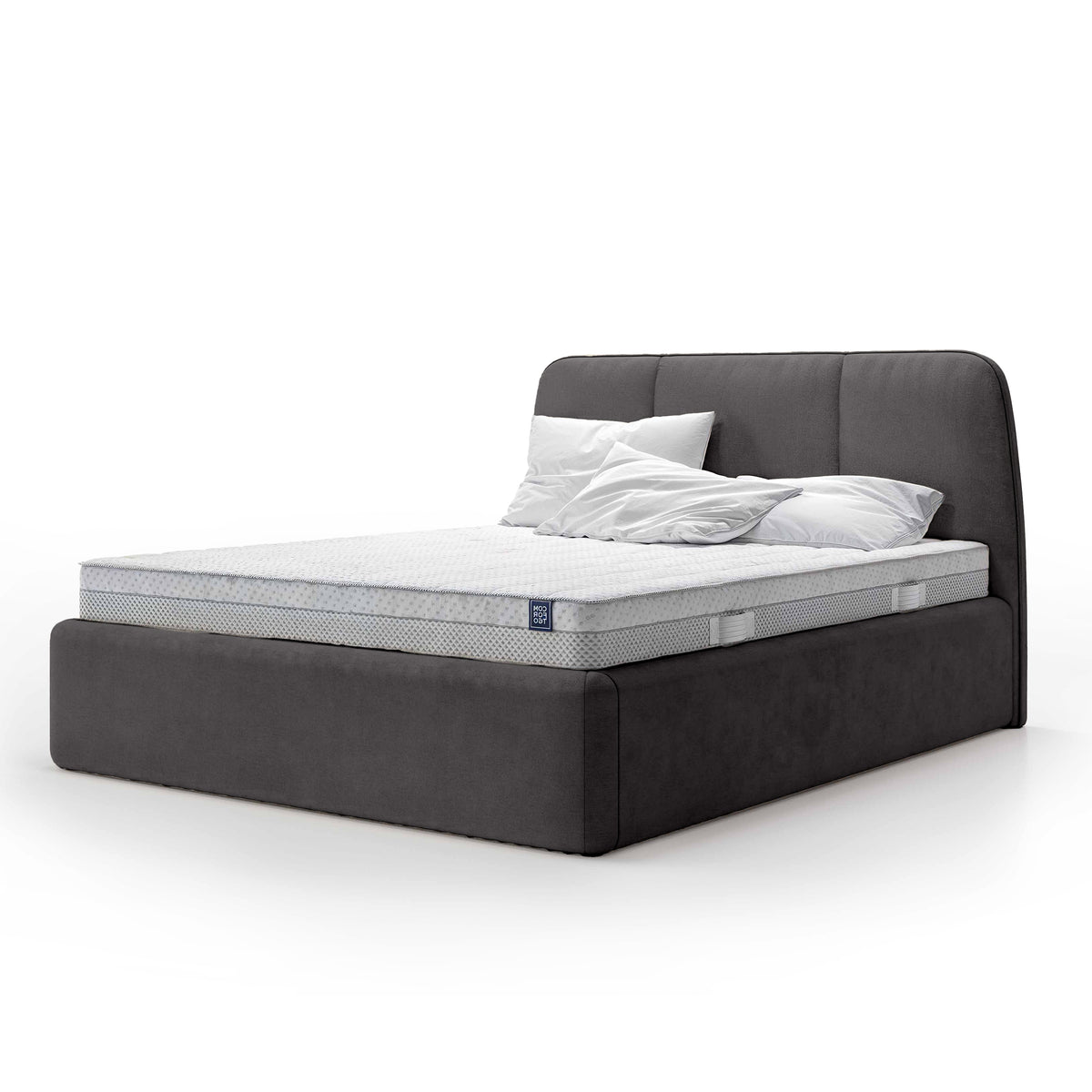 Elle Upholstered Ottoman Bed with Large Storage, Soft Minimalism Style – Graphite Stone (VOUGE 16), 200