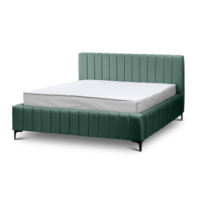 Drevy Upholstered Ottoman Bed with Storage, Modern Style – Fresh Velvet, Vertical Stitching – Emerald Deep (FRESH 10), 200