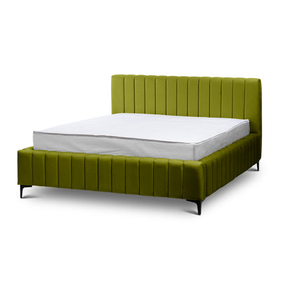 Drevy Upholstered Ottoman Bed with Storage, Modern Style – Fresh Velvet, Vertical Stitching – Field Greenery (FRESH 12), 200