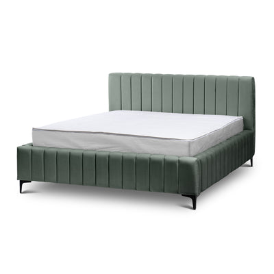 Drevy Upholstered Ottoman Bed with Storage, Modern Style – Fresh Velvet, Vertical Stitching – Concrete Darkness (FRESH 32), 200