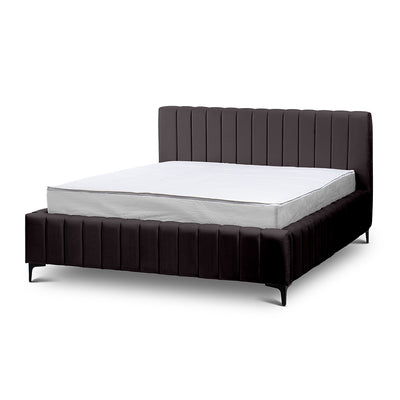 Drevy Upholstered Ottoman Bed with Storage, Modern Style – Fresh Velvet, Vertical Stitching – Burnt Brown (FRESH 05), 200