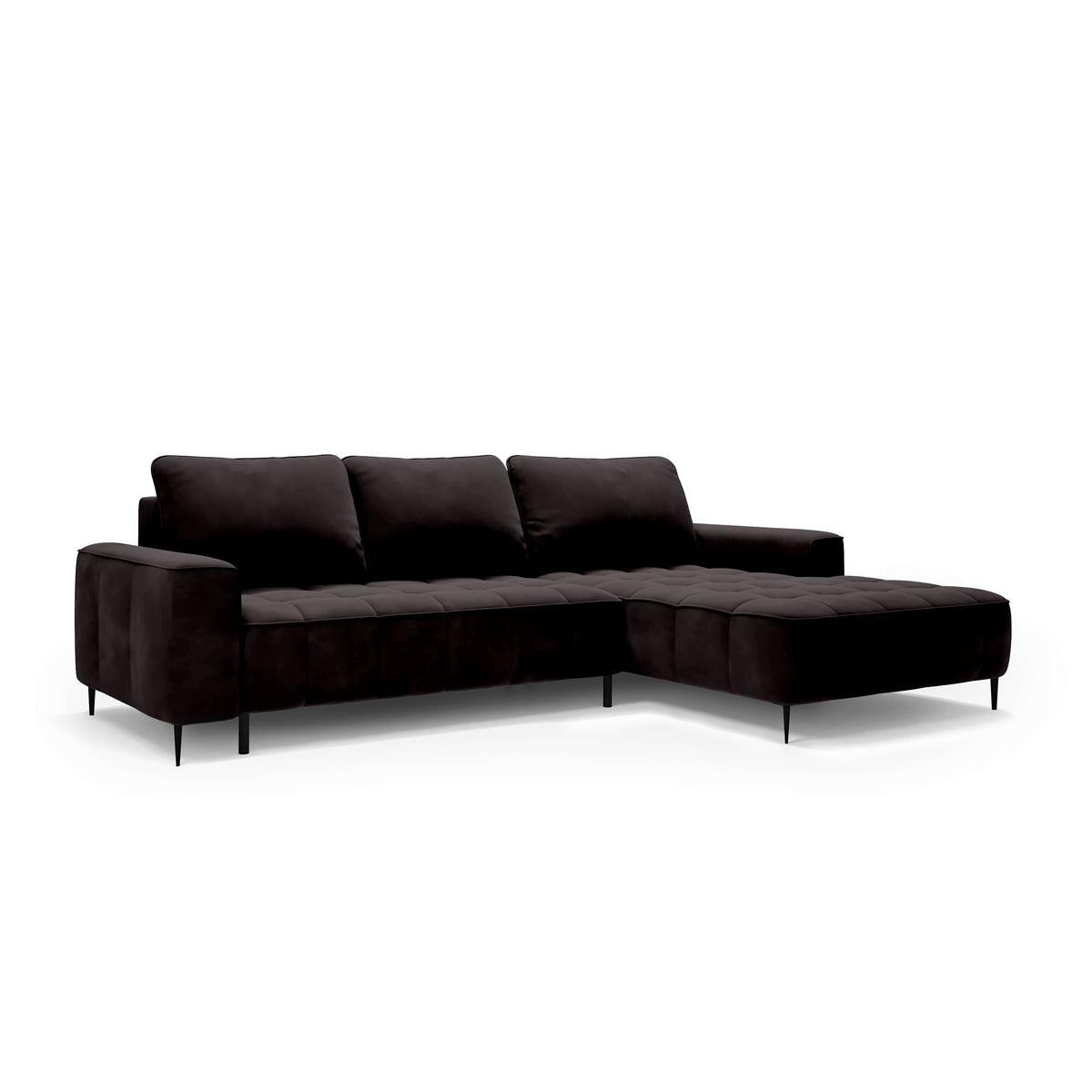Francessco Corner Sofa with Bedding Storage 280 cm, Elegant Style – Right-Sided, Basalt Black (SALVADOR 19)