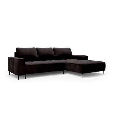 Francessco Corner Sofa with Bedding Storage 280 cm, Elegant Style – Right-Sided, Basalt Black (SALVADOR 19)