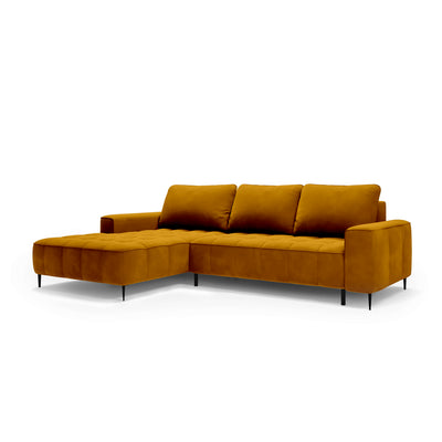 Francessco Corner Sofa with Bedding Storage 280 cm, Elegant Style – Left-Sided, Amber Ochre (SALVADOR 09)