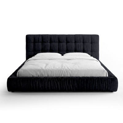 Gestoffeerd bed met capitonering en een laag frame in moderne stijl | Talaro 160x200 Koolstofbasalt (GOLDEN 100)