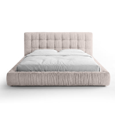 Gestoffeerd bed met capitonnering en laag frame in moderne stijl | Talaro 160x200 Poedermarmer (GOLDEN 21)