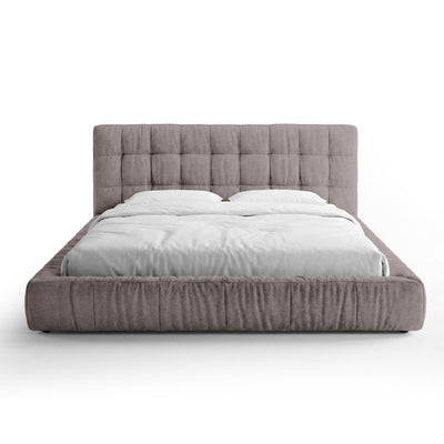 Gestoffeerd bed met knopenpatroon en laag frame in moderne stijl | Talaro 200x200 Taupe kastanjebruin (GOLDEN 26)