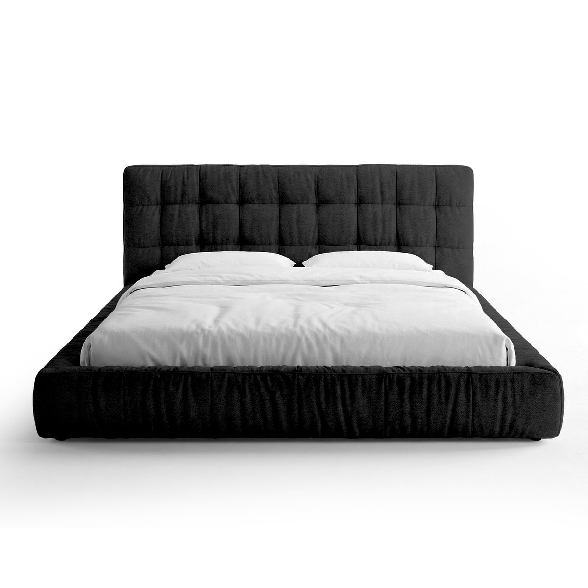 Gestoffeerd gecapitonneerd bed met een laag frame in moderne stijl | Talaro 200x200 Antracietnacht (GOLDEN 29)
