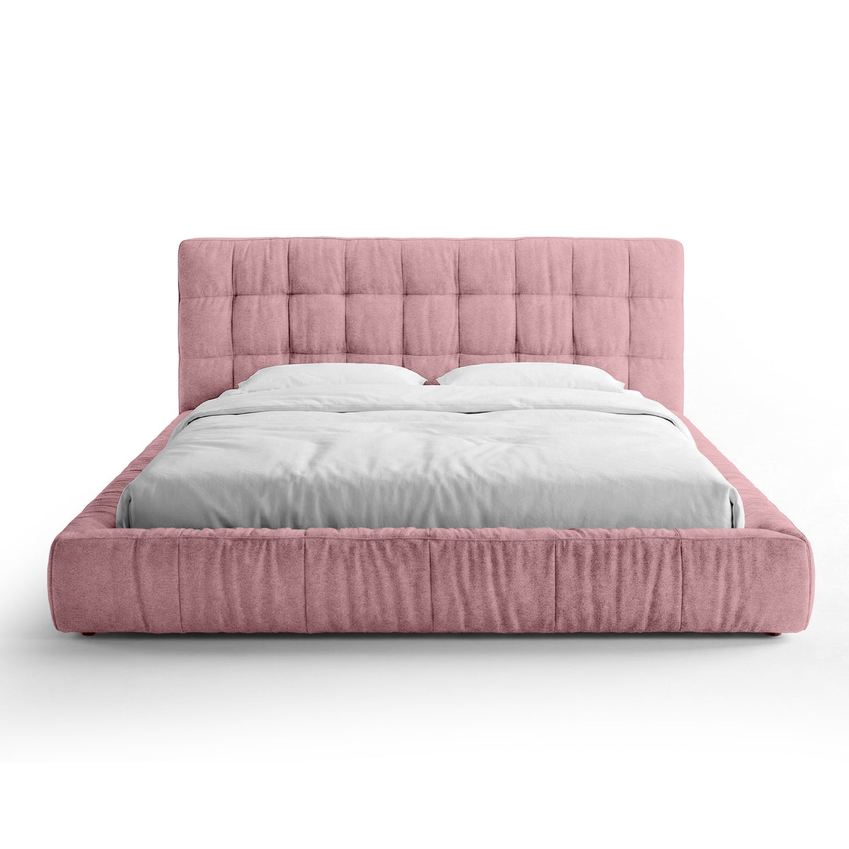 Gestoffeerd bed met capitonnering en laag frame in moderne stijl | Talaro 140x200 Poederkoraal (GOLDEN 63)