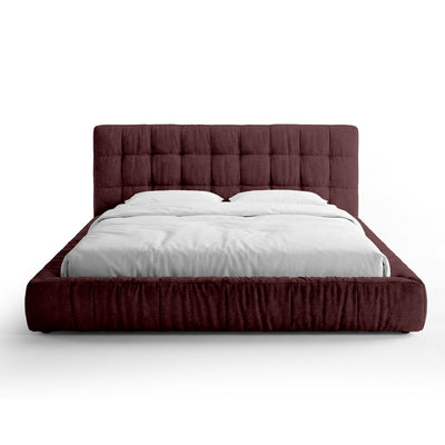 Gestoffeerd bed met capitonering en laag frame in moderne stijl | Talaro 140x200 Wijnbazalt (GOLDEN 68)