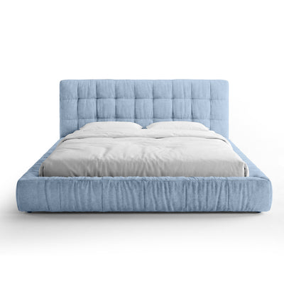 Gestoffeerd bed met capitonnering en een laag frame in moderne stijl | Talaro 160x200 Azuurblauw IJs (GOLDEN 72)