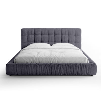 Gestoffeerd bed met capitonering en een laag frame in moderne stijl | Talaro 180x200 Violet leisteen (GOLDEN 97)