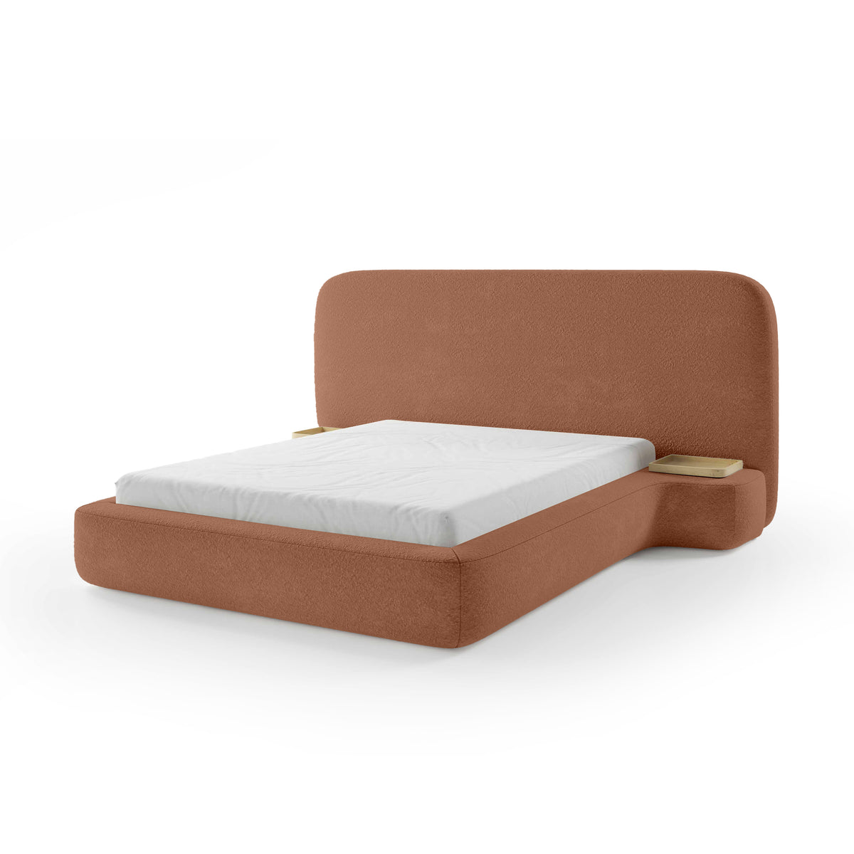 Genz Upholstered Bed, Japandi Style – Cinnamon Matte (ARAGON 56), 200
