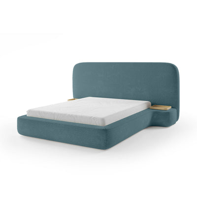 Genz Upholstered Bed, Japandi Style – Ocean Steel (ARAGON 75), 200