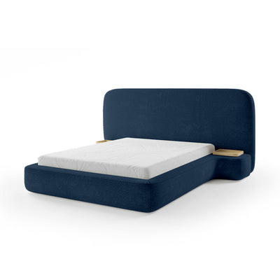 Genz Upholstered Bed, Japandi Style – Night Azure (ARAGON 79), 200