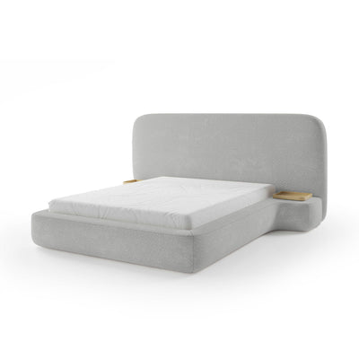 Genz Upholstered Bed, Japandi Style – Ashy Taupe (ARAGON 80), 200