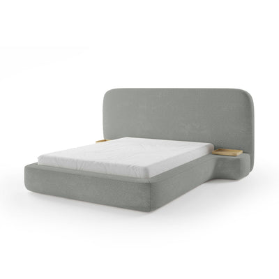 Genz Upholstered Bed, Japandi Style – Steel Gray (ARAGON 83), 200