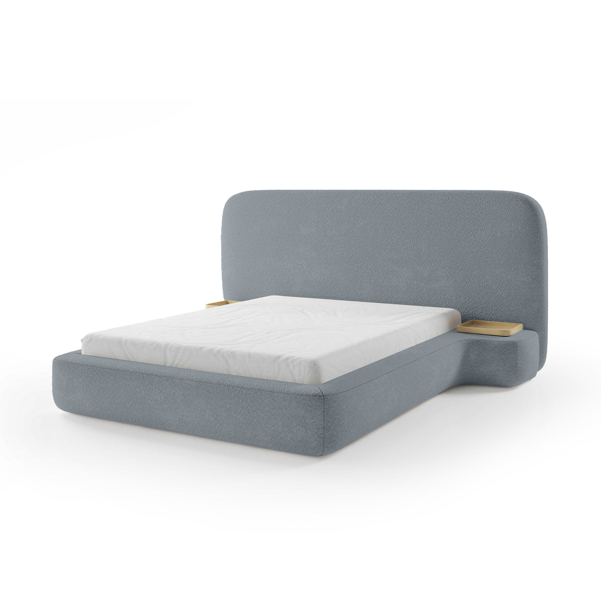 Genz Upholstered Bed, Japandi Style – Gray-Blue Mist (ARAGON 90), 200