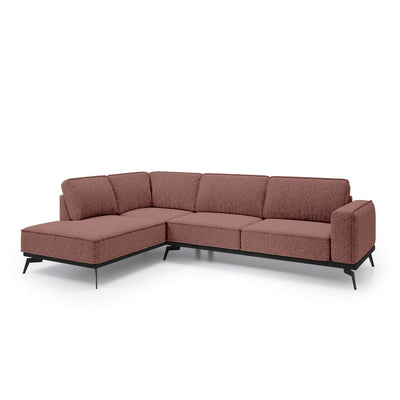 Rosalia Premium Corner Sofa 293 cm, Modern Style – Left-Sided, Ruby Sepia (ARAGON 59)