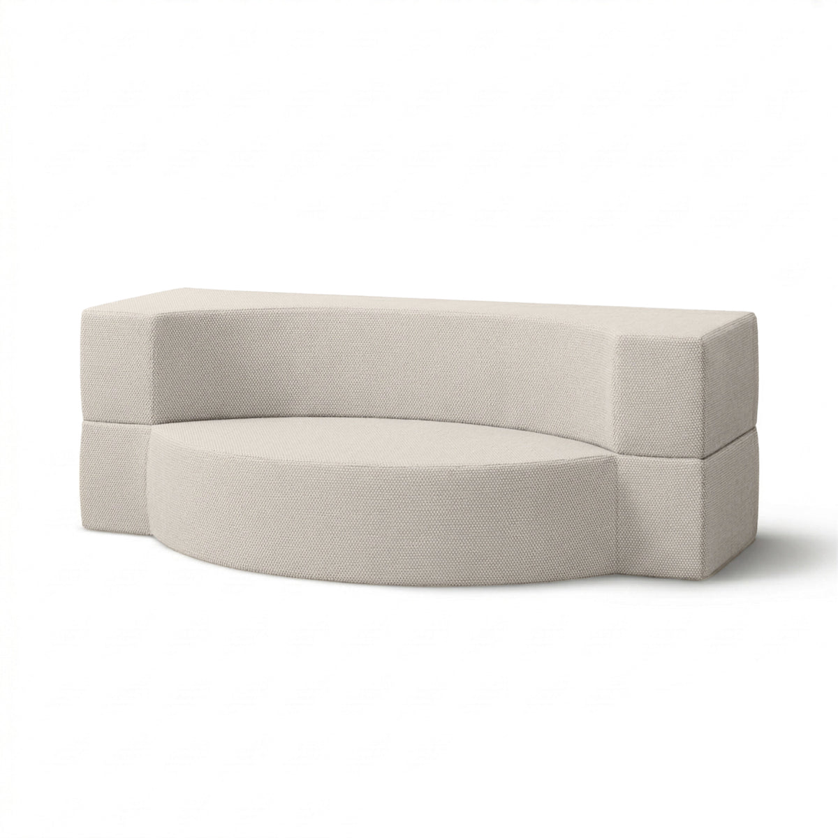 Lunaria Outdoor Foam Sofa 200x100x70 cm in Japandi Style in Harris Outdoor Fabric – Linen White (HARRIS 7521)