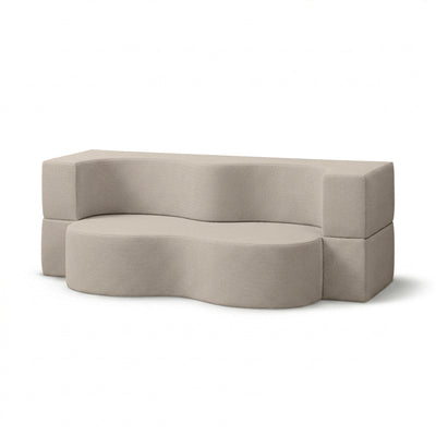 Moderne loungesofa van schuimstof met slaapfunctie, Harris-stof | Kamelia Parelzand (HARRIS 7523)