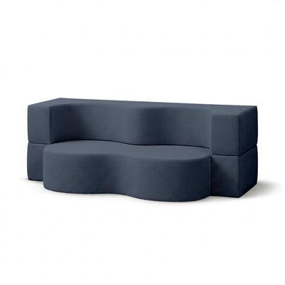 Moderne tuinbank van schuim met slaapfunctie, stof Harris | Kamelia Nachtelijk Denim (HARRIS 7526)