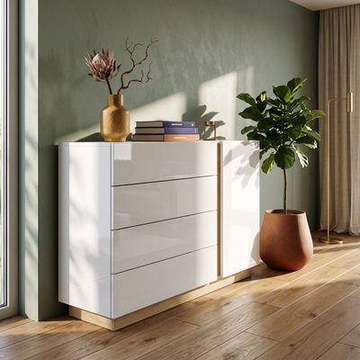Minimalistische commode Armelia 138x91 - in een interieurstyling