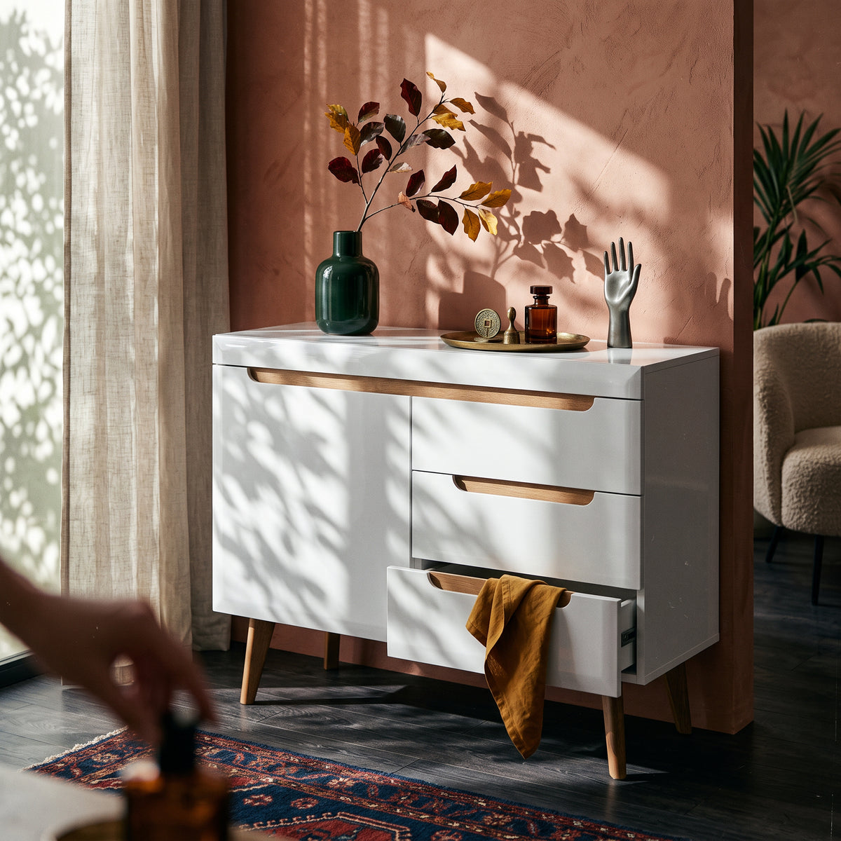 Trava chest of drawers 107x83 in Scandinavian style – interior setting