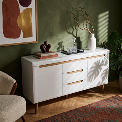 Trava Sideboard with Drawers and Cabinets 160x83, Scandinavian Style – in a room setting