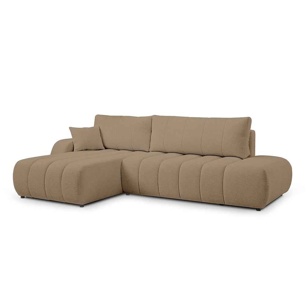 Baloa Corner Sofa Bed DL 276 cm, Modern Style – Left-sided, Caramel Grain (LAMBI 10)