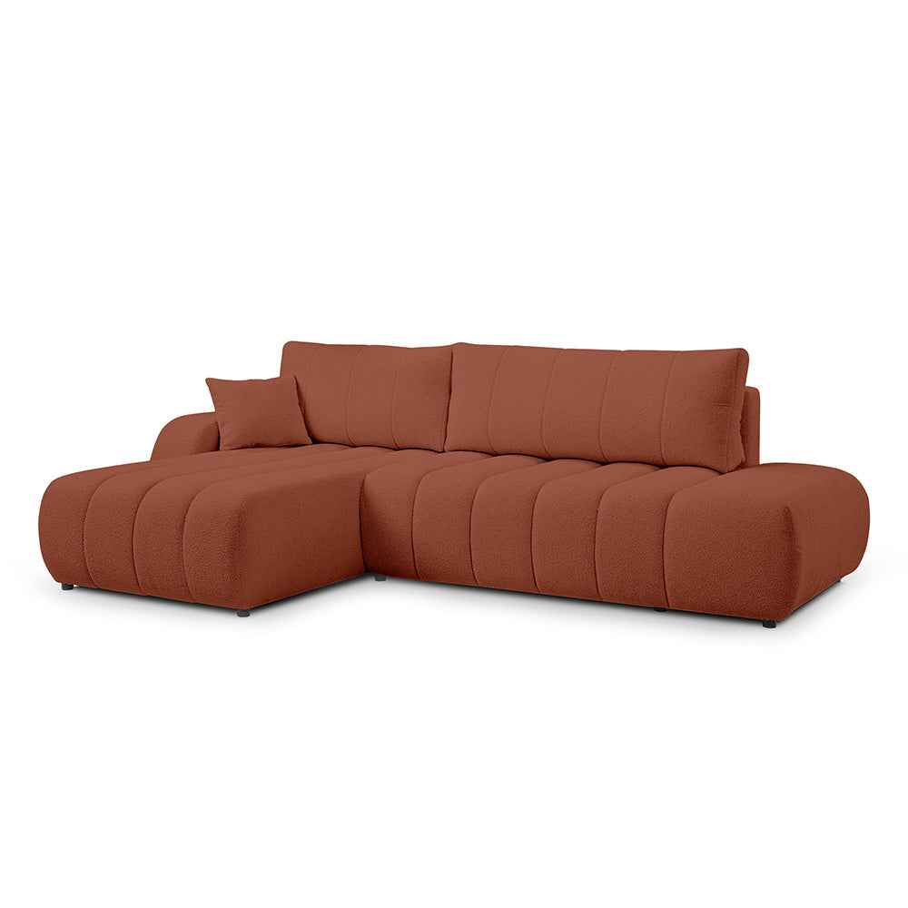 Baloa Corner Sofa Bed DL 276 cm, Modern Style – Left-sided, Copper Glow (LAMBI 14)