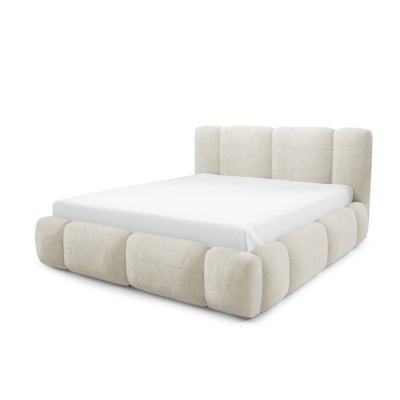 Neria Upholstered Ottoman Bed with Storage, Various Sizes in Japandi Style – Ivory Coast (LAMBI 01)