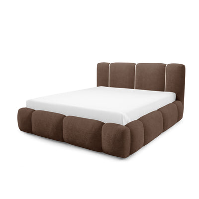 Neria Upholstered Ottoman Bed with Storage, Various Sizes in Japandi Style – Cognac Brown (LAMBI 04)