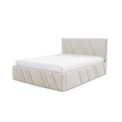 Raiz Quilted Upholstered Ottoman Bed with Storage, Various Sizes in Modern Style, Lambi Fabric – Sandy Linen (LAMBI 05)